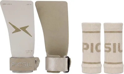 PICSIL Heron Grips + Muñequeras + Bolsa, para Uso con y sin Magnesio, Adecuado para Todos los Deportistas, Grip en Todas las Superficies y Barra T
