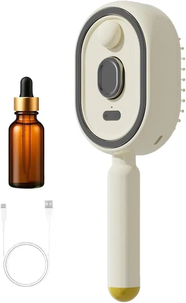 Spazzola per Stirare i Capelli a Vapore - Pettine Anti-Increspo Ricaricabile con Olio e Tazza Misuratrice | Spazzola Smoothing a Vapore - Per capelli lisci