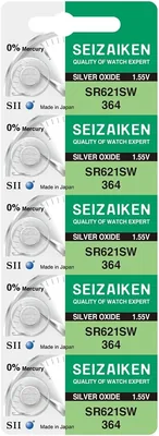 सीज़ाइकेन 364 SR621SW सिल्वर ऑक्साइड घड़ी बैटरी, 1.55V, 23mAh, कैडमियम-मुक्त, 5 बैटरियाँ, जापान बनाई गई