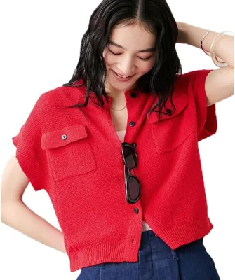Vis Boucle Vest Top Cardigan