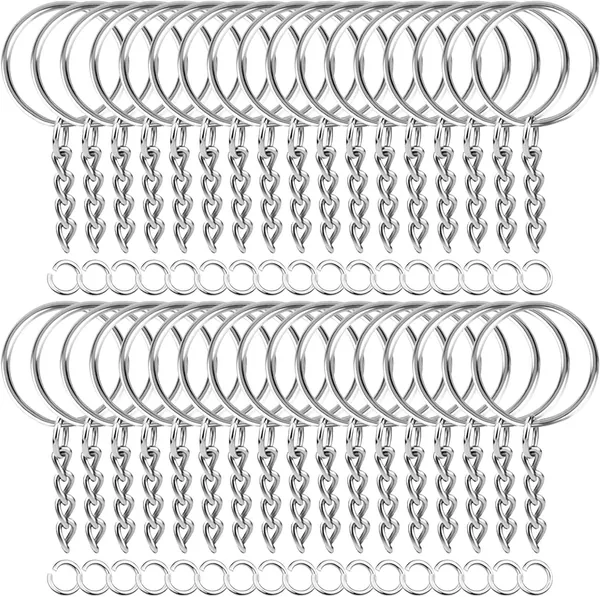 Argola para Chaveiro com Corrente 25mm + Elo 8mm - Kit Argolas Metálicas Resistentes (27% Off)