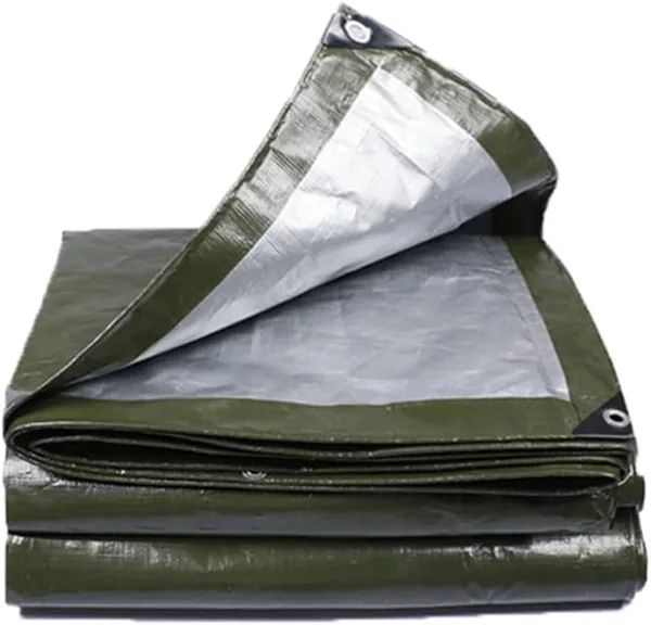 Waterproof Tarp Cover, 3m x 3m, Heavy Duty PE, Reinforced Grommets, Double-Sided Coating