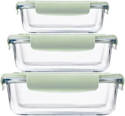 Borosilicate Glass Food Containers Set of 3 - 15% Off