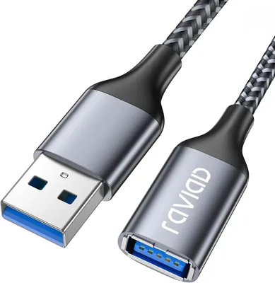 RAVIAD USB Verlängerungskabel 1M 5Gbps USB 3.0 A Verlängerungskabel | USB A Stecker auf A Buchse aus Nylon und Aluminium für Auto