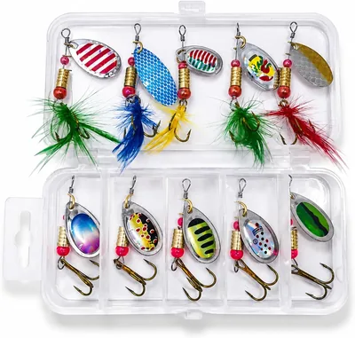 10Pcs Fishing Lures Set Rotating Flash Bait for Sea Bass Trout Salmon Best Deal