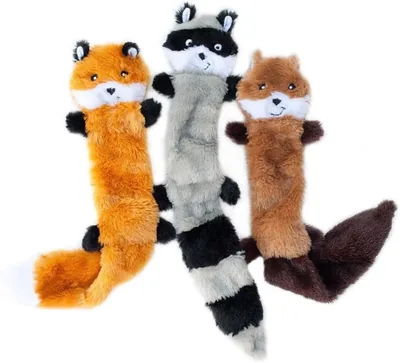 Squeaky Stuffing-Free Dog Toys (Fox, Raccoon & Squirrel) - 3 Pack - 45cm - Small/Medium Dogs - 15% Off