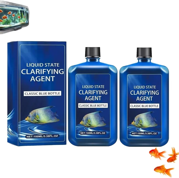 Fast-Acting Aquarium Water Clarifier,100ml Powerful Aquarium Water Purifier,for Freshwater Aquariums & Fish Ponds,Maintains Crystal Clear (2PCS)