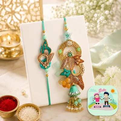 CraftVatika Rakhi सेट भाई और बहिनी के लिए, 70% ऑफ़ 999.00 INR