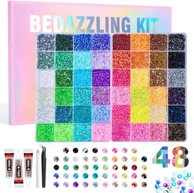 44000 Resin Jelly Rhinestones Kit - 48 Colors Flatback Gems Best Deal