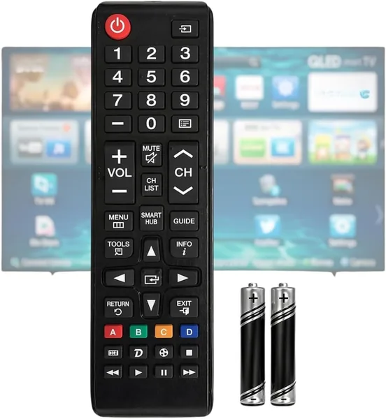 Controle de Televisão Compatível Samsung Smart Hub LCD LED 2K 4K UHD - Pronto para uso com 2 Pilhas