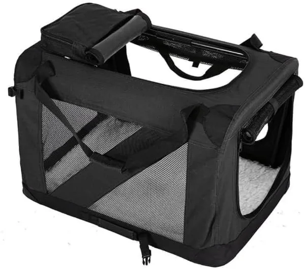 Soft Sided Foldable Pet Carrier Travel Dog Crate, 600D Oxford Fabric, 60x42x42cm, for Medium Dogs and Large Cats, with Soft Mat - Best Deal