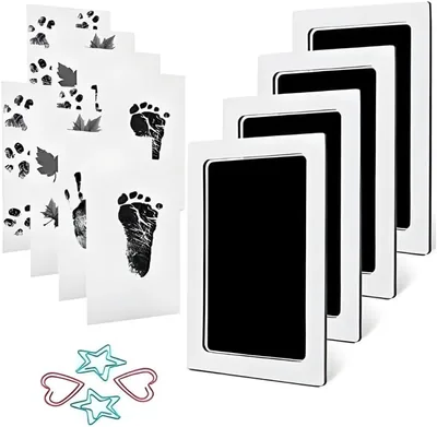 Inkless Baby Hand & Foot Print Pad Kit - Mess-Free, 4 Pads + 8 Sheets (0-6 Months)