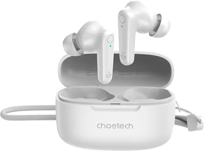 سماعات CHOETECH Aura TWS اللاسلكية، تقنية Bluetooth 5.4، مكبرات صوت 10 مم، صوت ستيريو عالي الجودة، باس قوي، تأخير منخفض، وقت تشغيل 6 ساعات ويزيد