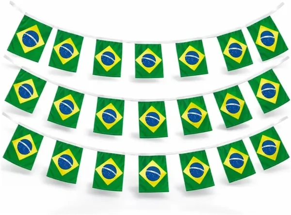 Bandeira Do Brasil Varal 40 Metros Com 80 Bandeiras Bandeirinhas Pl sticas Para Decora o Bandeirinhas Copa Do Mundo E Elei es