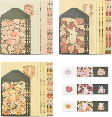 Stationery Paper & Envelopes Set 36Pcs, Cute Animals, Love Letter Kit