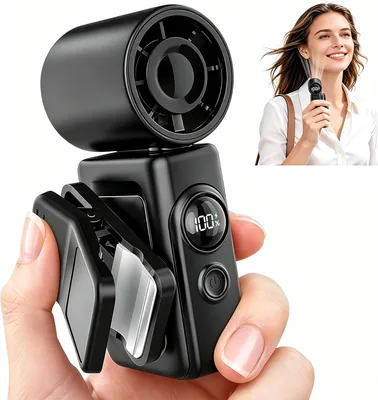 Hotsales Clip-On Portable Fan - 13500 RPM High-Speed Rechargeable Handheld Mini Fan, LED Display, 360° Rotation