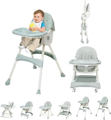 6-in-1 Convertible High Chair - Adjustable, Foldable, Removable Tray