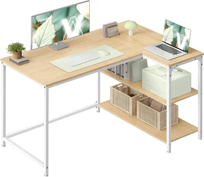 Scrivania L-shape VASAGLE con scaffali ribaltabili, 110 x 80 x 76 cm, Barnet LWD135Y101