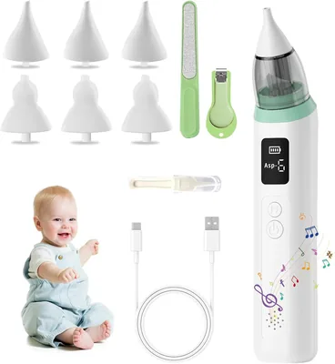 Aspirador Nasal para Bebés, 6 Niveles de Succión Ajustables, Cabezales de Silicona, Extractor de Moco, Oferta 7% Descuento