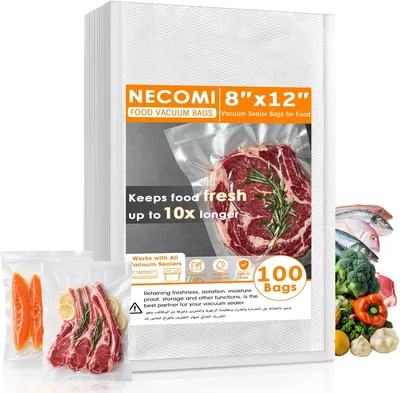 Necomi 20x30cm Vacuum Sealer Bags (100 Count) - BPA Free, Microwave & Freezer Safe - 12% Off