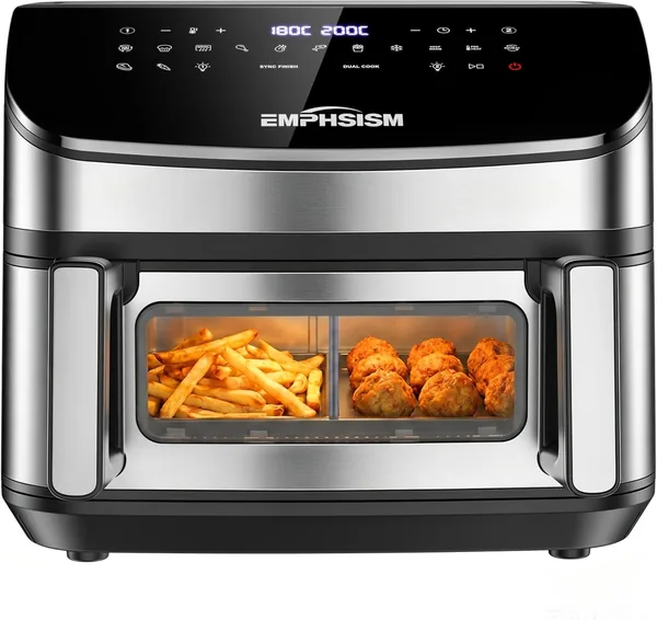 Air Fryer 12L à double compartiment - 2600 W, Friteuse XXL sans huile avec résistance supérieure et inférieure, 13-en-1