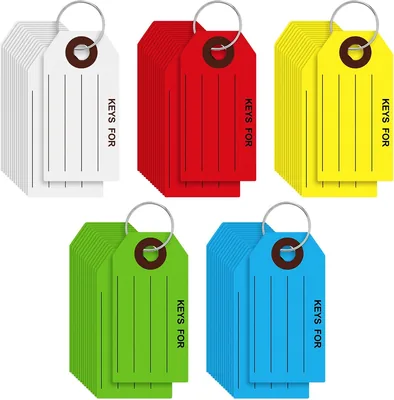 Affrolling Key Tags with Rings - 1.38 x 2.76 Inches Keychain Labels for Box Office Car Supplies (Colorful, 50 Pack) Best Deal