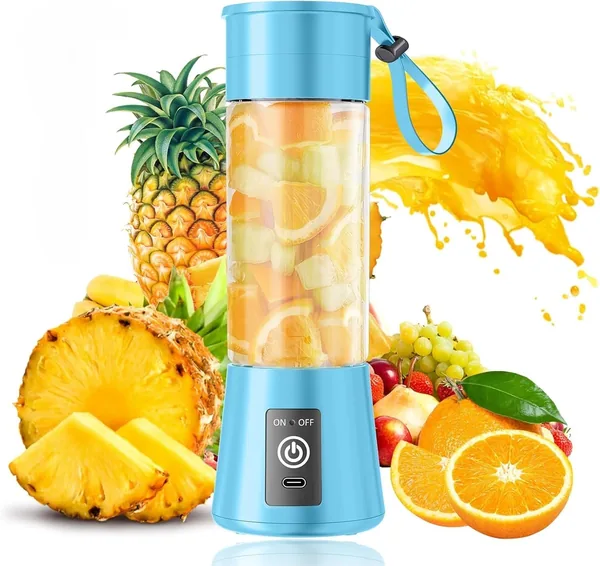 टॉय ओ'फन पोर्टेबल 450ml जूसर ब्लेंडर, 6-ब्लेड यूएसबी रिचार्जेबल पर्सनल मिक्सर बोतल के साथ इनबिल्ट जर, स्मूदी और प्रोटीन