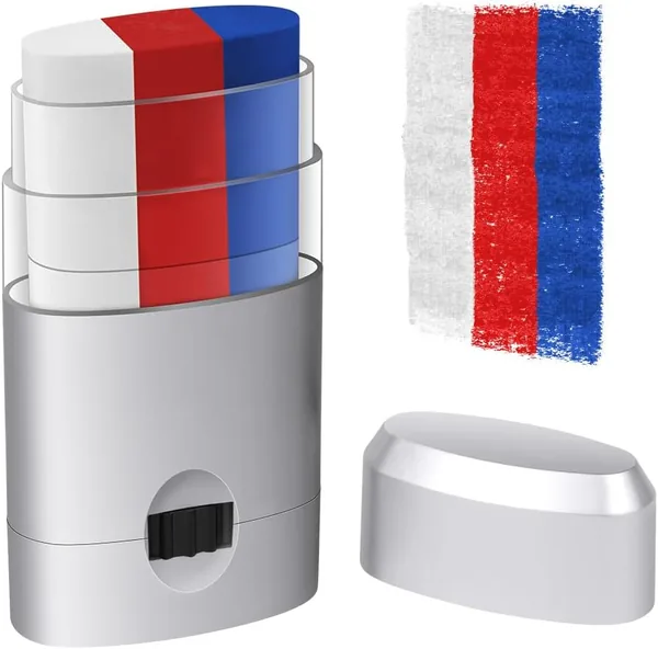 ALIIP Stick de Maquillage Tricolore pour Événements Sportifs - Facile à Utiliser - Couleurs Vives et Sans Transfert - Meilleur Prix