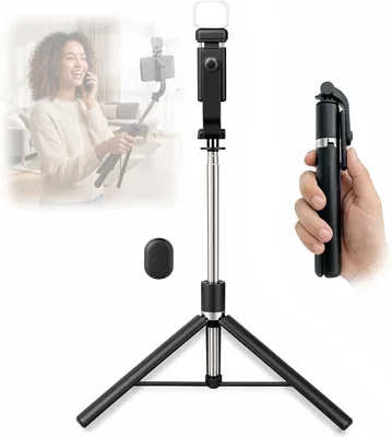JOLOLOAO 170 Cm Trípode para Celular con Luz LED y Control Bluetooth - 20% de Descuento