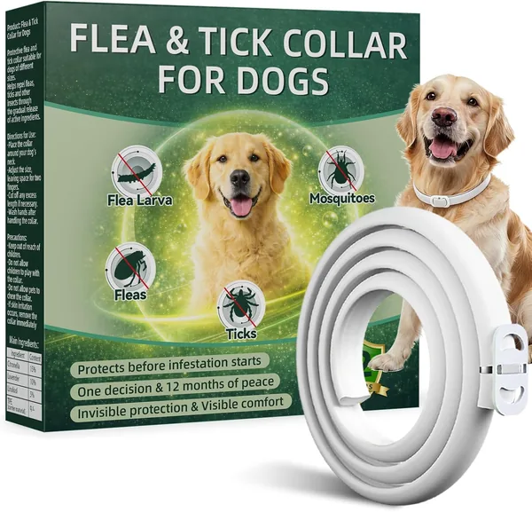 Collare antizecche per cani, protezione efficace, naturale, impermeabile, regolabile - Collari antiparassitari per cani di piccola, media e grande taglia