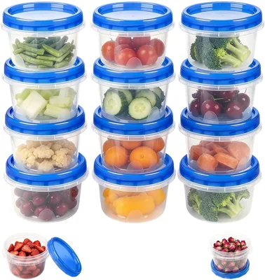 12 stk Kleina jaror med laddar Plastik, 500ml Runda portionskistor Plast, lekfritt lagring jaror, genvälgbar snack jar