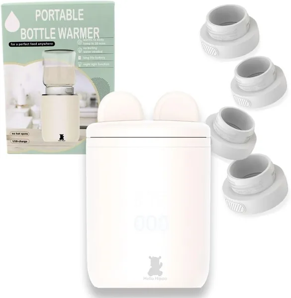 Hello Hippo - Riscaldabottiglie Compatto e Portatile: Ricaricabile USB-C, Anti-Perdita, Compatibile con Philips Avent, MAM, NUK | Sconto 8%