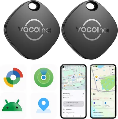 VOCOlinc Android Smart Tag 2 Pack, Suivi Bluetooth Air-Tag avec Application - Localisez vos objets Apple et Google