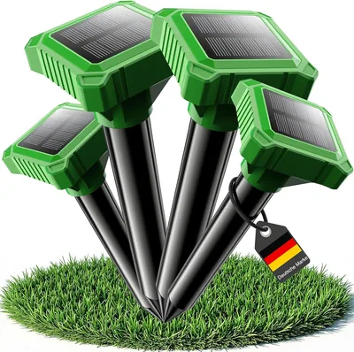 Mausabwehrgerät, 4er-Set Ultraschall- & Vibrationsmausabweisend | IP65 wasserdicht, effektiver Maulwurf-Abwehrmittel gegen Mäuse und Volen