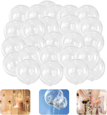 60 Globos Burbuja Transparentes de 24 Pulgadas (60cm), Paquete Grande de Globos de PVC Grueso, Rellenables y Reutilizables