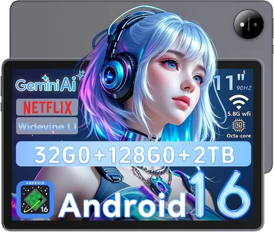 Tablette Android 11" avec AI Gemini | T7250 Octa-Core | 32 Go RAM + 128 Go ROM (2 To TF) | IPS FHD 1920x1200 | GPS | Widevine L1 | 80