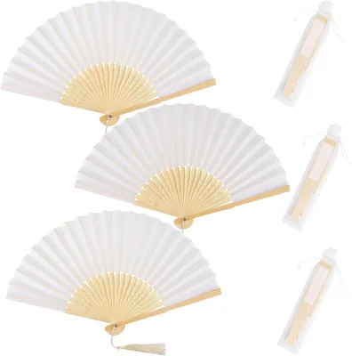 KEYIDO Handhållbara Faltbara Tända Faner, Paket med 3 (White) - Best Price