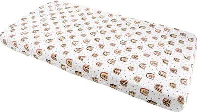 Prześcieradło Medi Partners muślinowe z gumką, 60x120 cm, dla łóżeczka dziecięcego, 100% bawełna (Tęcza) - Najlepsza cena