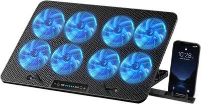 MONSTYLE Ventilador para Laptop con 8 Ventiladores para Portatil de 12"-19" | Refrigeración Silencio
