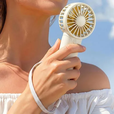 مراوح يدوية محمولة، تبريد شخصي، خفيفة الوزن، مناسبة للخارج، المخيمات، السفر، المنزل والمكتب - بيضاء