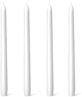 White Shop 10-Inch Candles - Set of 4 Smokeless Conical Taper Candles, Unscented for Home Decor, Best Deal