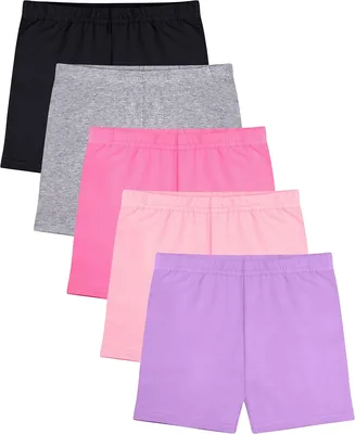 FEQO 5 Pack Girls Bike Shorts Cotton Cartwheel Shorts
