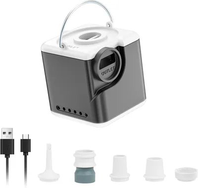 Mini Elektrische Luftpumpe mit 2400 mAh Batterie für Luftmatratze, 5 Düsen zum Aufblasen und Absenken mit Campinglampe, für Camping und Reisen