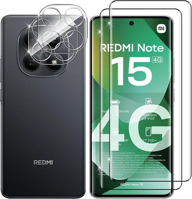 Protezione Schermo Lutree per Xiaomi Redmi Note 15 4G, 2x Screen Protector 3D + 2x Film Camera, Durità HD 9H