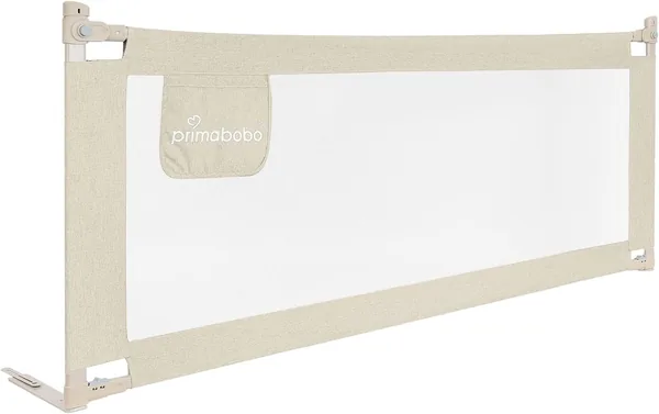 Primabobo Zestaw Barierki do Łóżka Classic Beżowe - 2x 200 cm + 1x 160 cm, Składane, Bezpieczne, Uniwersalne, Zabezpieczenie - Najlepsza Cena