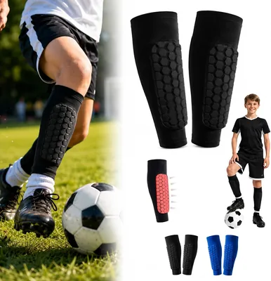 Football Shin Guards with Compression Sleeves