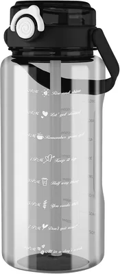 Botella de agua deportiva con pajita y pico, boca ancha, a prueba de fugas, PC engrosado, 21% Off