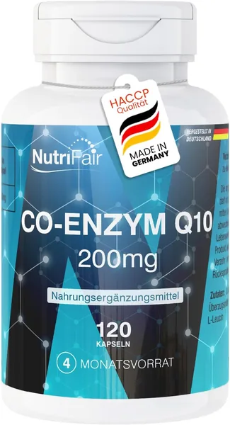 Koenzym Q10 200mg - 120 kapsułek - Wysokie stężenie ubichinonu - Wegański - Produkcja niemiecka - Najlepsza oferta