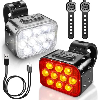 GOMITA Set de Luces para Bicicleta Recargables USB con 10 LED Ultrabrillantes, 8+9 Modos Iluminación - 20% Off