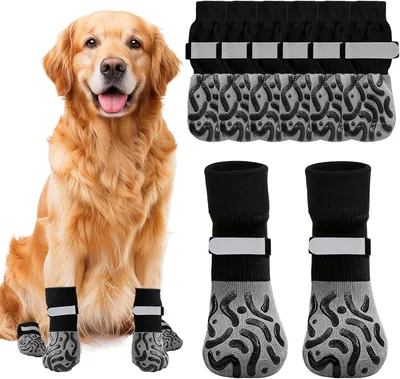 HKEDHD 8 Piezas Calcetines Antideslizantes para Perros, Zapatos Anti-Llamarada para Pavimento